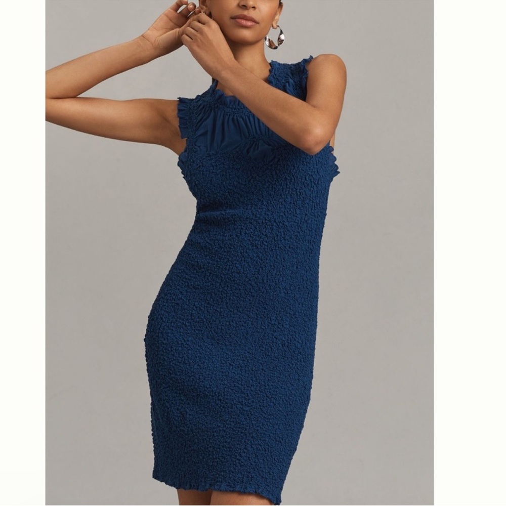 Nwt ruched ruffle mini dress